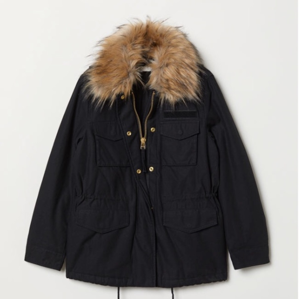 H&m faux fur trim short parka